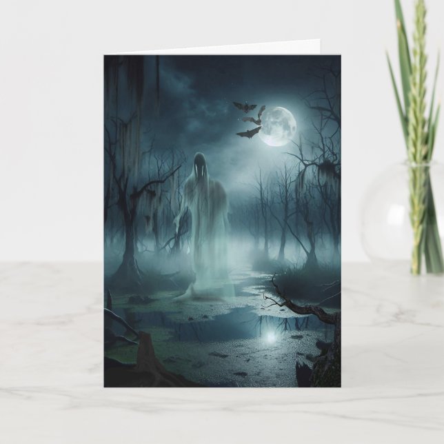 Cartes Pour Fêtes Annuelles L'Halloween du marais hanté (Devant)