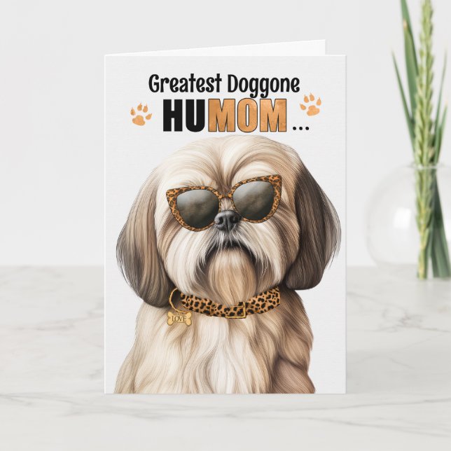 Cartes Pour Fêtes Annuelles Lhasa Apso Dog Best HuMOM Fête des Mères (Devant)