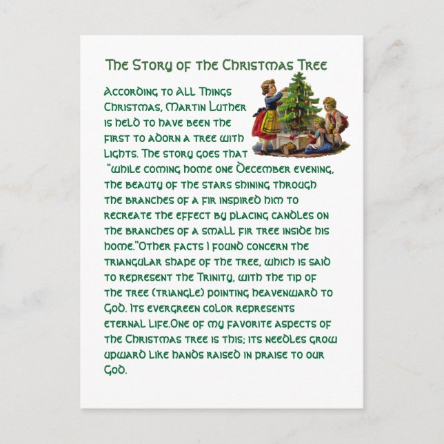 Cartes Pour Fêtes Annuelles L'histoire de l'arbre de Noël (Devant)