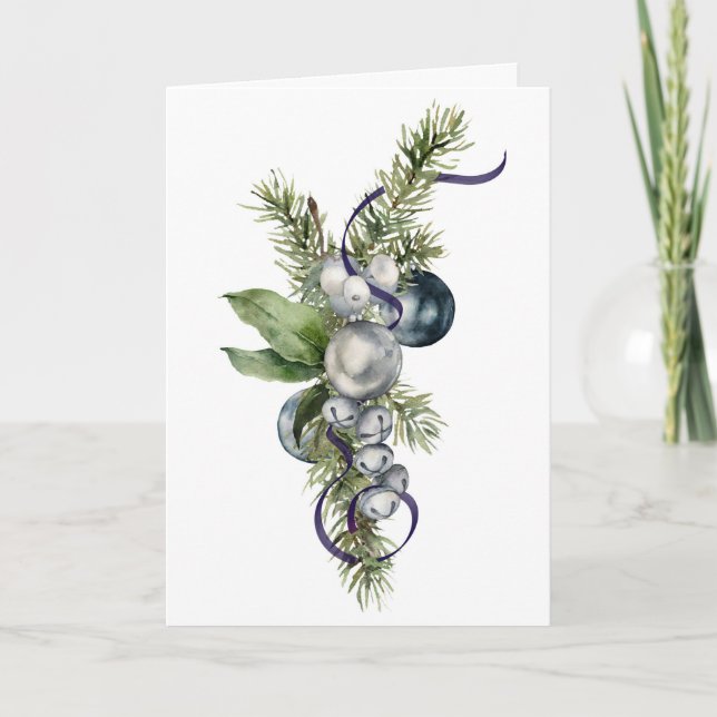 Cartes Pour Fêtes Annuelles L'hiver argenté et bleu (Devant)