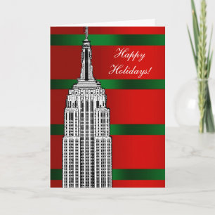 Cartes Pour Fêtes Annuelles L'horizon de NYC a gravé à l'eau-forte Noël 2 de