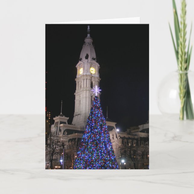 Cartes Pour Fêtes Annuelles L'hôtel de ville de Philadelphie à Noël (Devant)