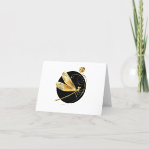 Cartes Pour Fêtes Annuelles libellule d'or en cercle noir