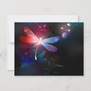 Cartes Pour Fêtes Annuelles libellule rouge brillante