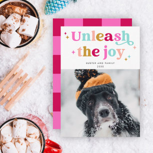 Cartes Pour Fêtes Annuelles Libérez la Joie   Photo de Noël Rétro de Compagnon