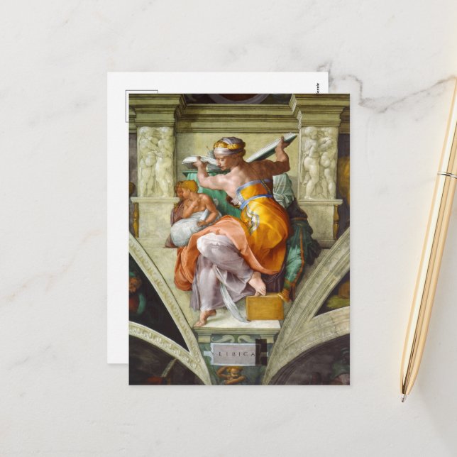 Cartes Pour Fêtes Annuelles Libyen Sibyl par Michelangelo (Devant/Arrière en situation)