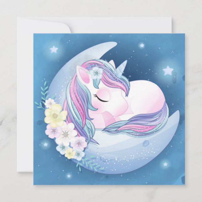 Cartes Pour Fêtes Annuelles Licorne (Devant)