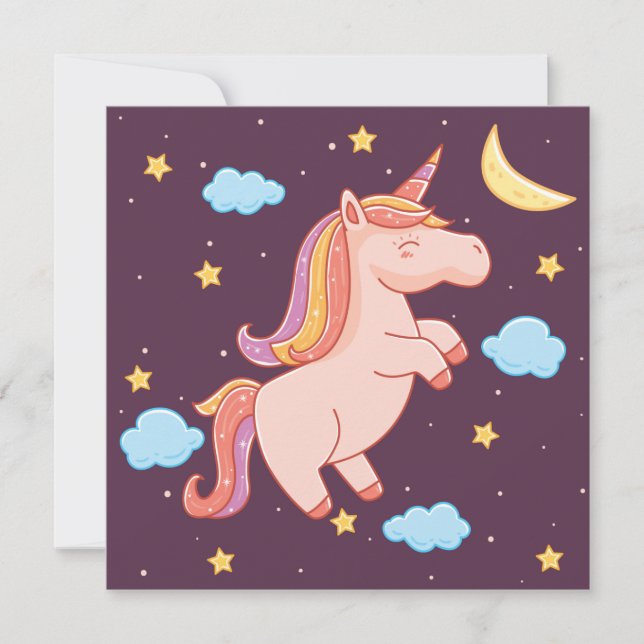 Cartes Pour Fêtes Annuelles Licorne (Devant)