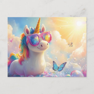 Cartes Pour Fêtes Annuelles Licorne Mignonne avec Lunettes de Soleil : Magique