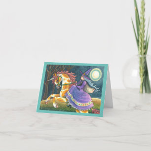 Cartes Pour Fêtes Annuelles LICORNE SORCIÈRE & HALLOWEEN, CHAT NOIR Cheval de 