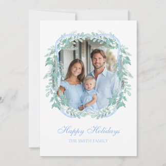 Cartes Pour Fêtes Annuelles Light Blue Christmas Greenery Wreath