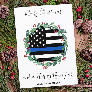 Cartes Pour Fêtes Annuelles Ligne Bleue Mince de la police Courbe de Noël