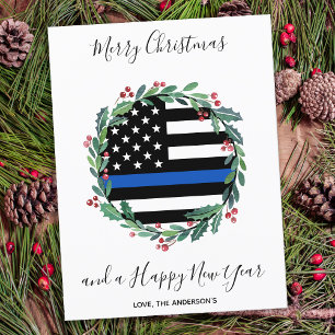 Cartes Pour Fêtes Annuelles Ligne Bleue Mince de la police Courbe de Noël