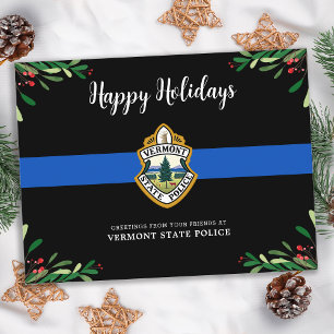 Cartes Pour Fêtes Annuelles Ligne Bleue Mince Logo Personnalisé Département Po