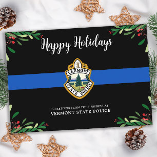 Cartes Pour Fêtes Annuelles Ligne Bleue Mince Logo Personnalisé Département Po
