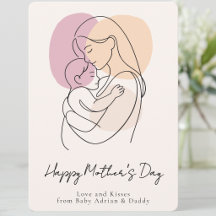 Ligne d'art moderne minimaliste Maman et bébé Fête