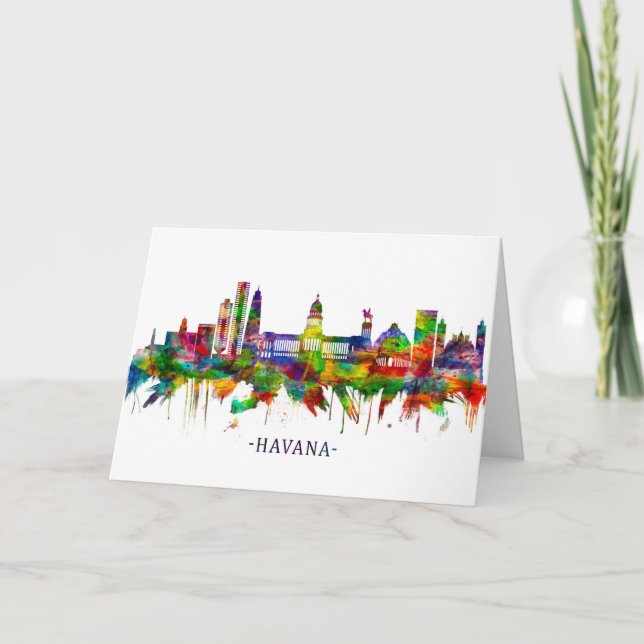 Cartes Pour Fêtes Annuelles Ligne de Havana Cuba (Devant)