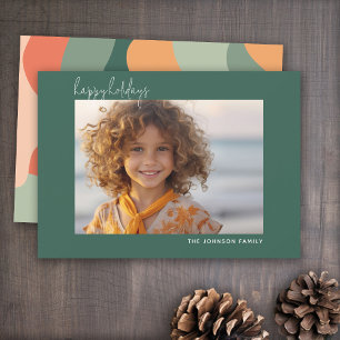 Cartes Pour Fêtes Annuelles Ligne organique Art abstrait - 1 Photo Jade Corail