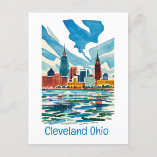 Cartes Pour Fêtes Annuelles Ligne Skyline Cleveland Ohio
