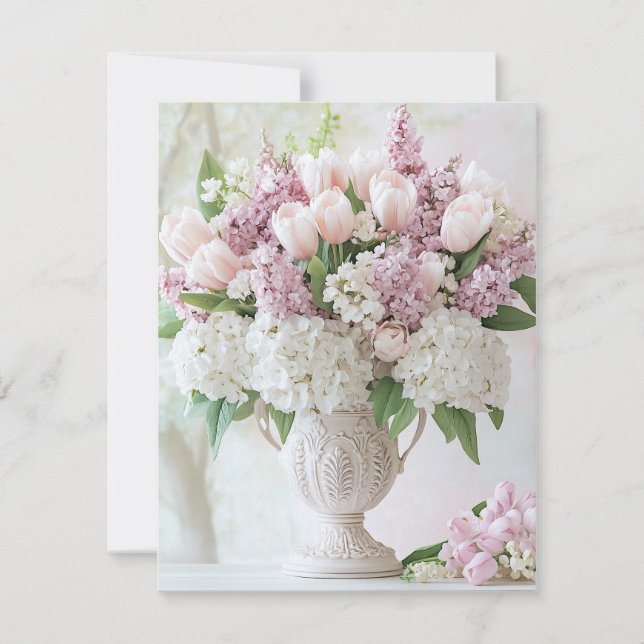 Cartes Pour Fêtes Annuelles Lilac rose romantique et Saint-Valentin blanche (Devant)