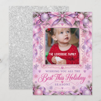 Cartes Pour Fêtes Annuelles Lilas Rose Pailleté Noël Photo Fêtes