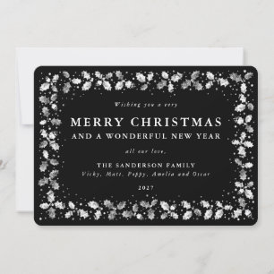 Cartes Pour Fêtes Annuelles Lino noir imprimé Holly