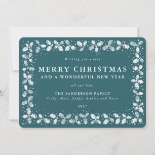 Cartes Pour Fêtes Annuelles Lino Vert Imprimer Bordure Plat à feutre creux, sa