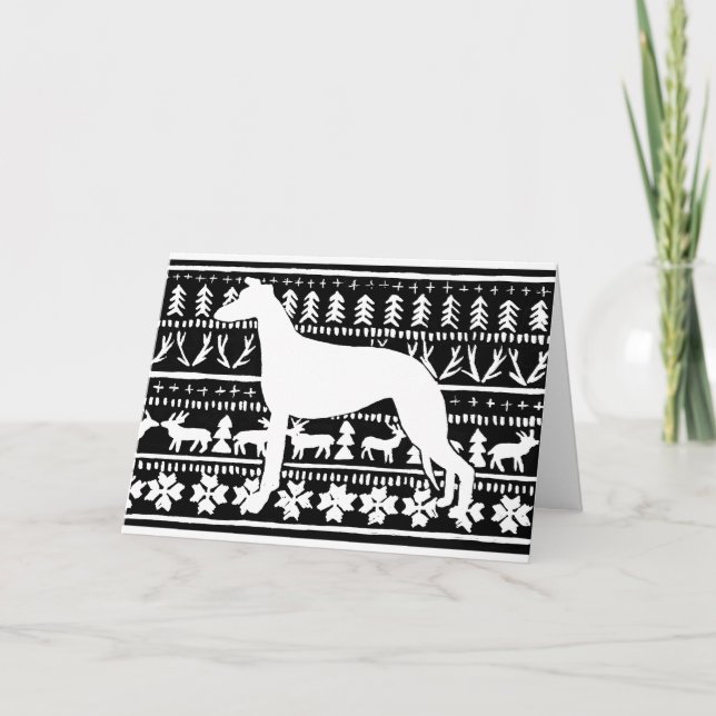 Cartes Pour Fêtes Annuelles Linocut de Noël de Fairisle (Devant)