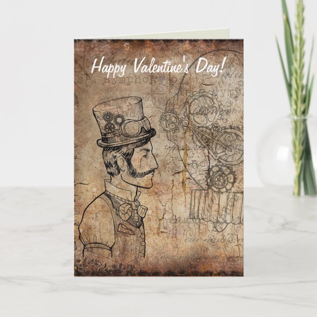 Cartes Pour Fêtes Annuelles L'inventeur de Steampunk lunettes Heureuse Sainte- (Devant)