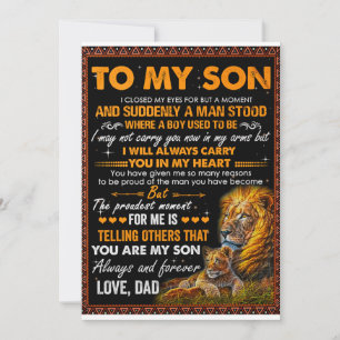 Cartes Pour Fêtes Annuelles Lion À Mon Fils J'Ai Fermé Les Yeux Pour Un Moment