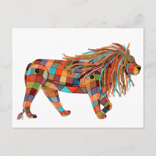Cartes Pour Fêtes Annuelles Lion de Patchwork (Devant)