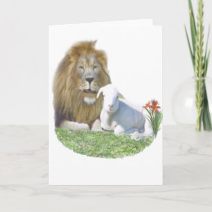 Cartes Pour Fêtes Annuelles Lion et agneau dons chrétiens