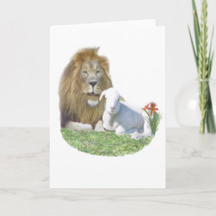 Cartes Pour Fêtes Annuelles Lion et agneau dons chrétiens