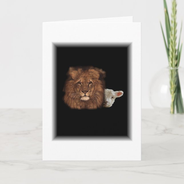 Cartes Pour Fêtes Annuelles Lion et agneau s'épient (Devant)