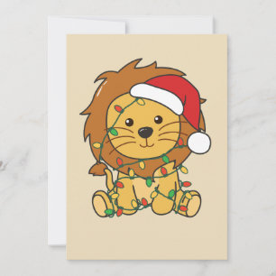 Cartes Pour Fêtes Annuelles Lion Noël Animaux d'hiver Lions de vacances
