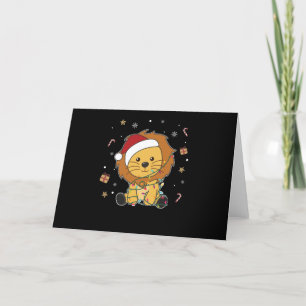 Cartes Pour Fêtes Annuelles Lion Noël Neige Animaux d'hiver Lions