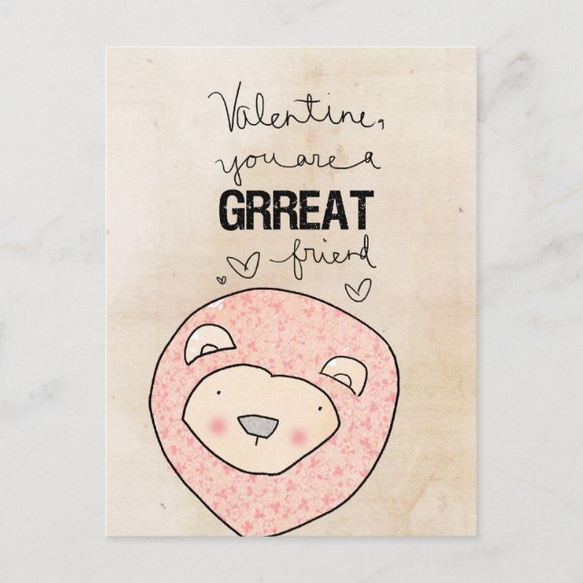 Cartes Pour Fêtes Annuelles Lion Valentine | vous êtes un ami de Grrreat (Devant)