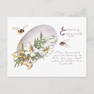 Cartes Pour Fêtes Annuelles Lis de Pâques, abeilles et oeuf de pâques