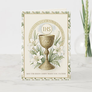 Cartes Pour Fêtes Annuelles Lis de Pâques eucharistiques Prêtre catholique