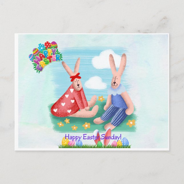 Cartes Pour Fêtes Annuelles Lissy et Penney dans le jardin illustration dessin (Devant)