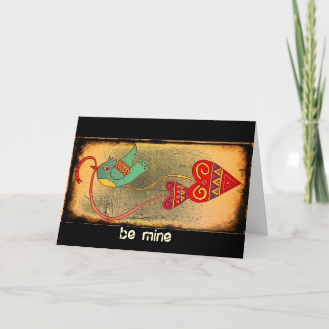 Cartes Pour Fêtes Annuelles Little Bird Valentine Ukrainien Folk Art (Devant)