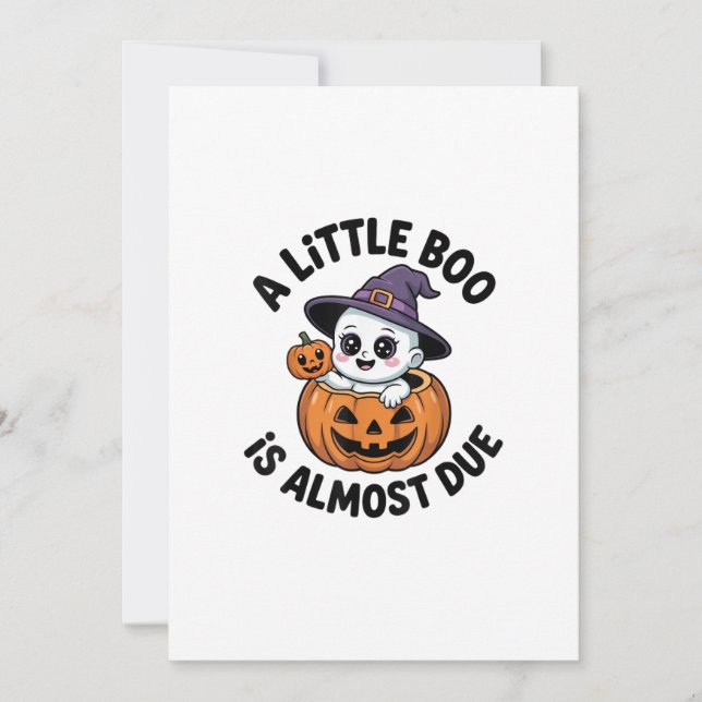 Cartes Pour Fêtes Annuelles Little Boo Est Presque Dû Mignonne Grossesse Hallo (Devant)