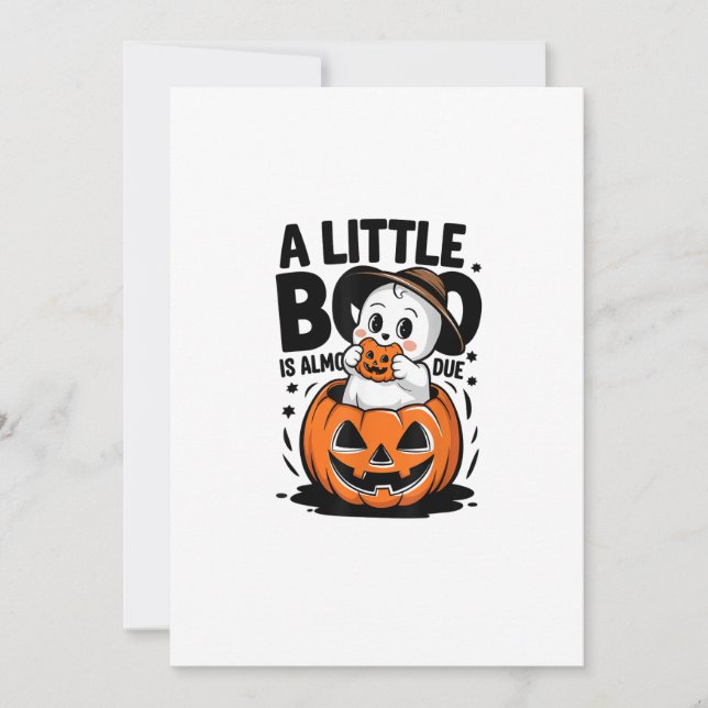 Cartes Pour Fêtes Annuelles Little Boo Est Presque Dû Mignonne Grossesse Hallo (Devant)