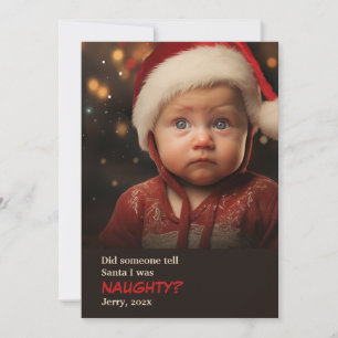 Cartes Pour Fêtes Annuelles Little Boy Naughty List Fun Photo Christmas Card