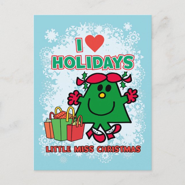 Cartes Pour Fêtes Annuelles Little Miss Noël | J'aime les vacances (Devant)