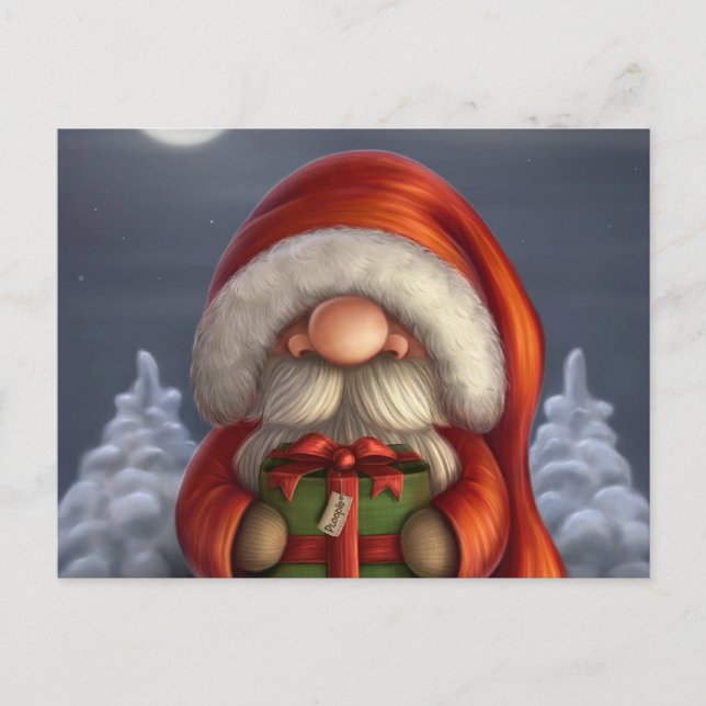 Cartes Pour Fêtes Annuelles Little Père Noël avec un cadeau (Devant)
