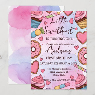 Cartes Pour Fêtes Annuelles Little Sweetheart is Turning One Valentines Birth