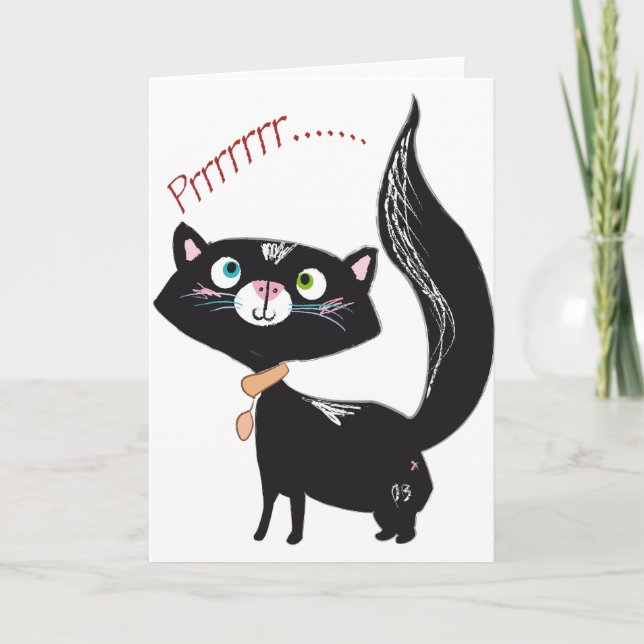 Cartes Pour Fêtes Annuelles LittlePixyBoots - *Blacky* Kitty Cat (Devant)
