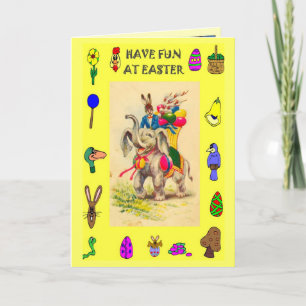 Cartes Pour Fêtes Annuelles Livraison des oeufs de pâques par l'éléphant