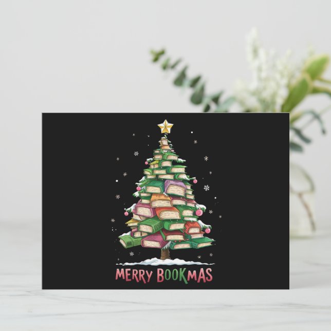 Cartes Pour Fêtes Annuelles Livre de Noël Lover Tree Librairie Joyeux Bookmas (Debout devant)